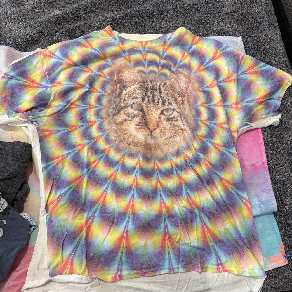 Colorful Tie-Dye Cat T-Shirt